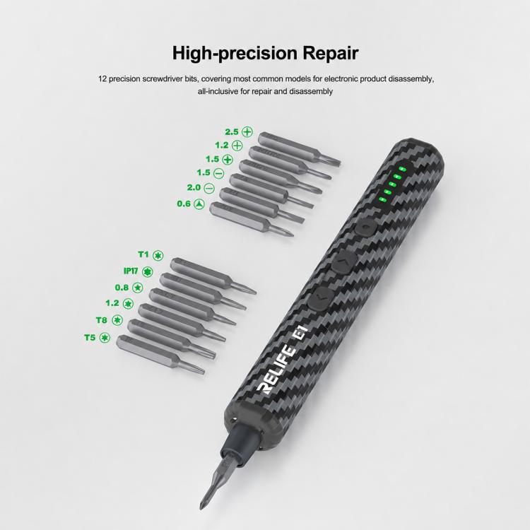 RELIFE E1 Powerful Carbon Fiber Electric Screwdriver Set, RELIFE E1