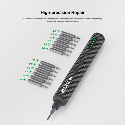 RELIFE E1 Powerful Carbon Fiber Electric Screwdriver Set, RELIFE E1