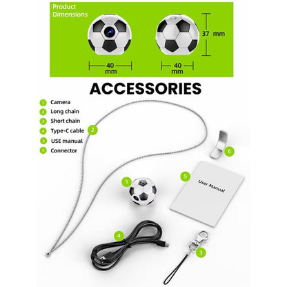 Q8 Pro 1080P HD Creative Football Design Mini WiFi Connected Thumb Camera