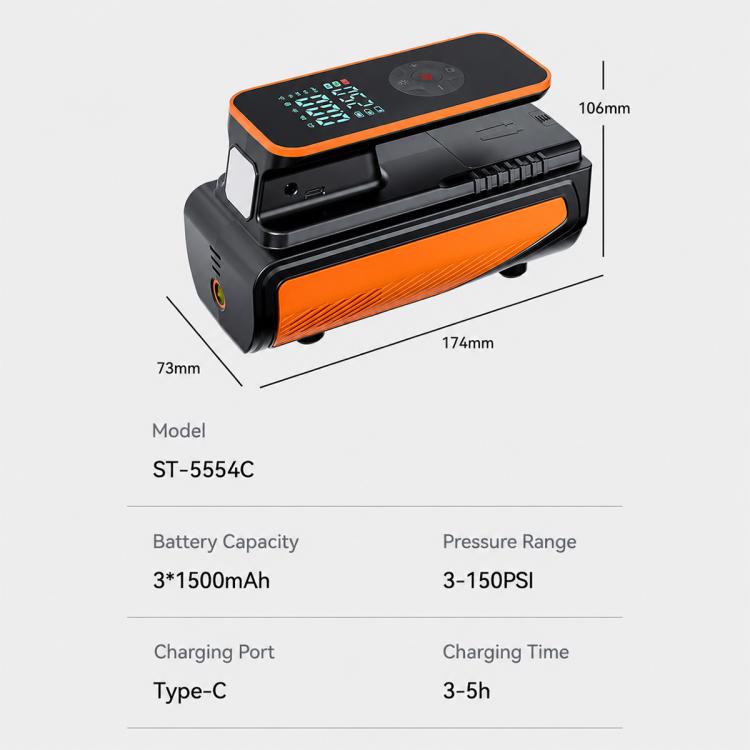 SUITU ST-5554C Car Dual-screen Wireless Tire Inflatable Pump Electric Air Tire Inflator, ST-5554C