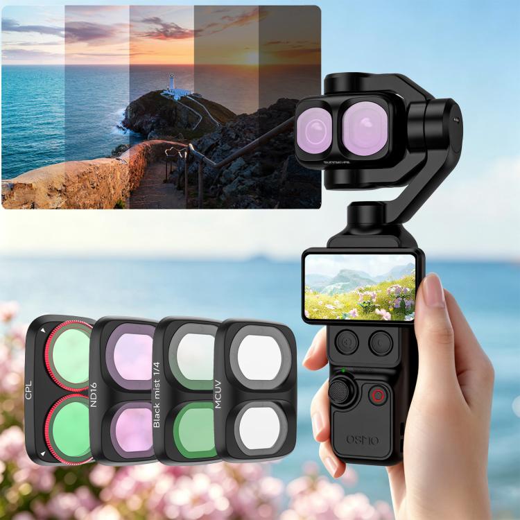 For DJI Osmo Pocket 4P Sunnylife Camera Lens Filter, MCUV, CPL, ND8, ND16, ND32, ND64, ND8/PL, ND16/PL, ND32/PL, ND64/PL, Black Mist 1/4, 3 in 1 Shadow Filter Set, 3 in 1 Mixed Filter Set, 4 in 1 ND/PL Set, 4 in 1 ND Set, 4 in 1 Mixed Filter Set