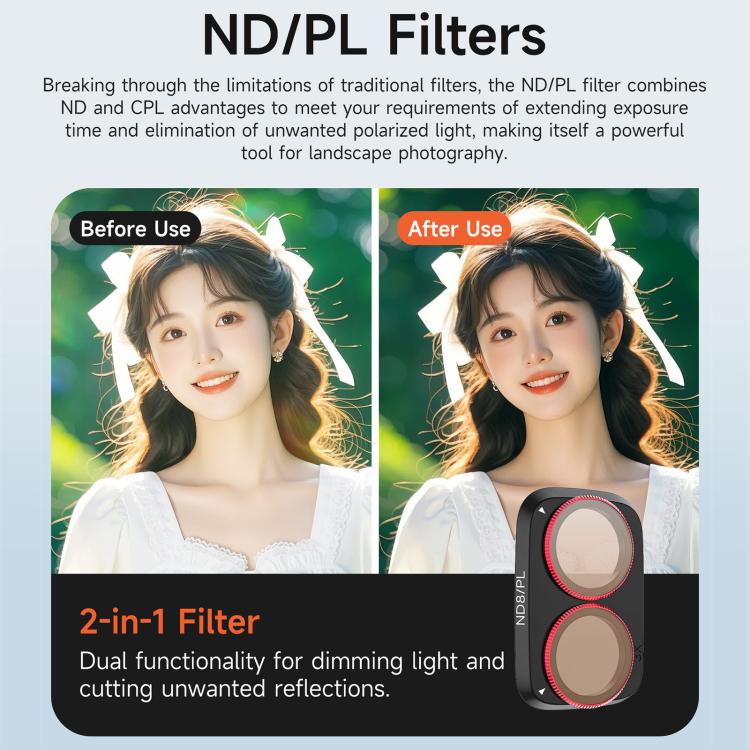For DJI Osmo Pocket 4P Sunnylife Camera Lens Filter, MCUV, CPL, ND8, ND16, ND32, ND64, ND8/PL, ND16/PL, ND32/PL, ND64/PL, Black Mist 1/4, 3 in 1 Shadow Filter Set, 3 in 1 Mixed Filter Set, 4 in 1 ND/PL Set, 4 in 1 ND Set, 4 in 1 Mixed Filter Set