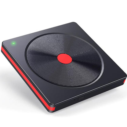 CD Burner External Optical Drive for Laptops, 5-in-1 CD Pattern, Red Dot Red Border