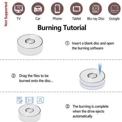 CD Burner External Optical Drive for Laptops, 5-in-1 CD Pattern, Red Dot Red Border