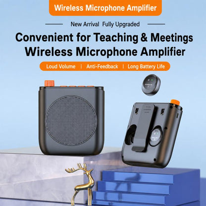 J98 Dual Mic Portable Wireless Lavalier Waistband Microphone Teaching Voice Amplifier, J98