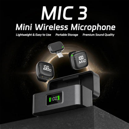Mic 3 Portable Wireless Lavalier AI Noise Reduction Microphone, 2 in 1 8 Pin Receiver with Charging Dock, 1 in 1 8 Pin Receiver, 2 in 1 Type-C Receiver with Charging Dock, 1 in 1 Type-C Receiver