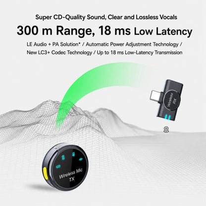 S3 2 in 1 Portable Wireless Lavalier Noise Reduction Microphone, Type-C, 8 Pin