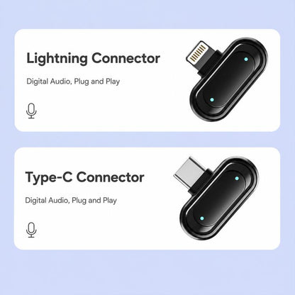 J58 2 in 1 Wireless Lavalier Noise Reduction Microphone with Monitoring Function, Type-C, 8 Pin
