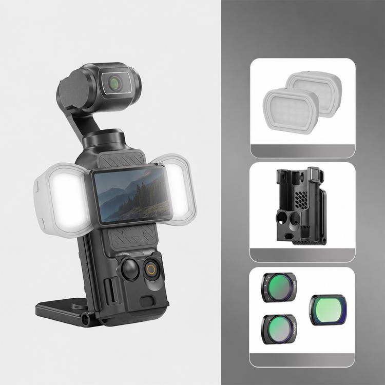 For DJI Osmo Pocket 3 NEEWER Fill Light Magnetic Holder Action Camera Portable Light, Single Light with Mount, Dual Light with Mount, Triple Light with Mount, Fill Light Filter Kit, Dual Light Kit, Black Single Light with Mount