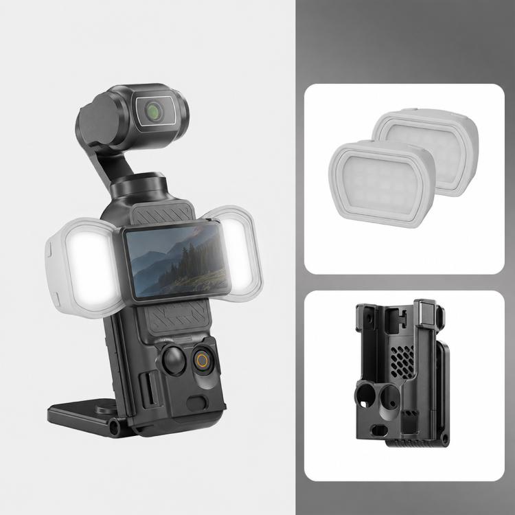 For DJI Osmo Pocket 3 NEEWER Fill Light Magnetic Holder Action Camera Portable Light, Single Light with Mount, Dual Light with Mount, Triple Light with Mount, Fill Light Filter Kit, Dual Light Kit, Black Single Light with Mount
