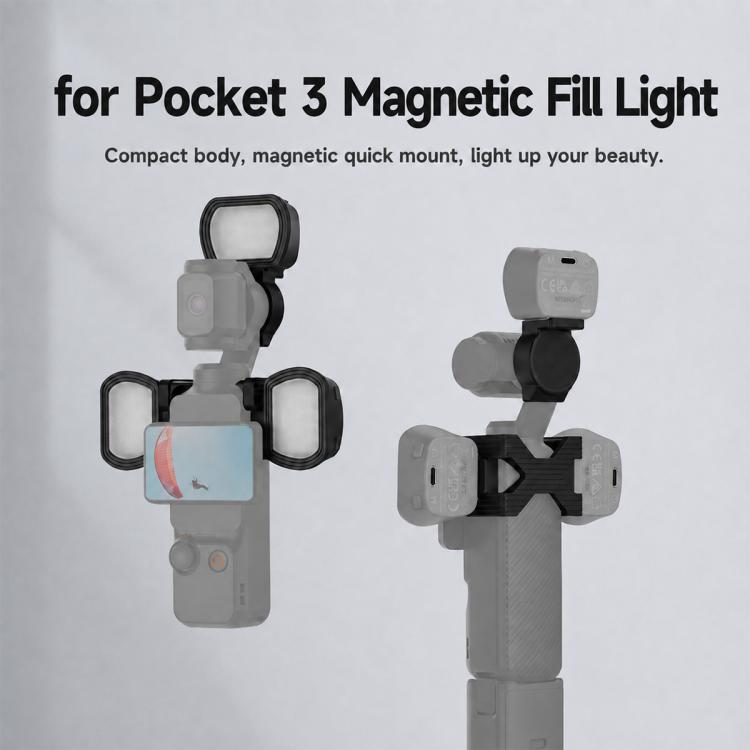 For DJI Osmo Pocket 3 NEEWER Fill Light Magnetic Holder Action Camera Portable Light, Single Light with Mount, Dual Light with Mount, Triple Light with Mount, Fill Light Filter Kit, Dual Light Kit, Black Single Light with Mount