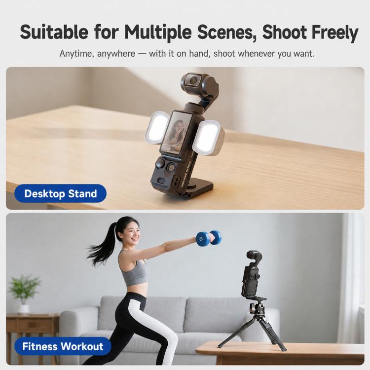 For DJI Osmo Pocket 3 NEEWER Fill Light Magnetic Holder Action Camera Portable Light, Single Light with Mount, Dual Light with Mount, Triple Light with Mount, Fill Light Filter Kit, Dual Light Kit, Black Single Light with Mount