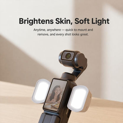 For DJI Osmo Pocket 3 NEEWER Fill Light Magnetic Holder Action Camera Portable Light, Single Light with Mount, Dual Light with Mount, Triple Light with Mount, Fill Light Filter Kit, Dual Light Kit, Black Single Light with Mount