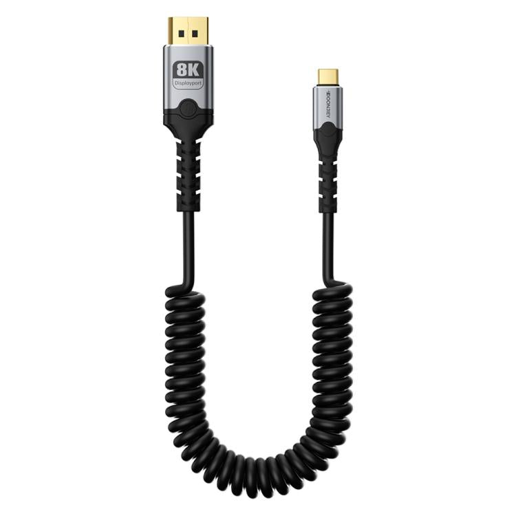 DOONJIEY Type-C to DisplayPort 2.1 UHD 8K 60Hz Audio & Video Mirroring Coiled Cable, Type-C to DP 8K