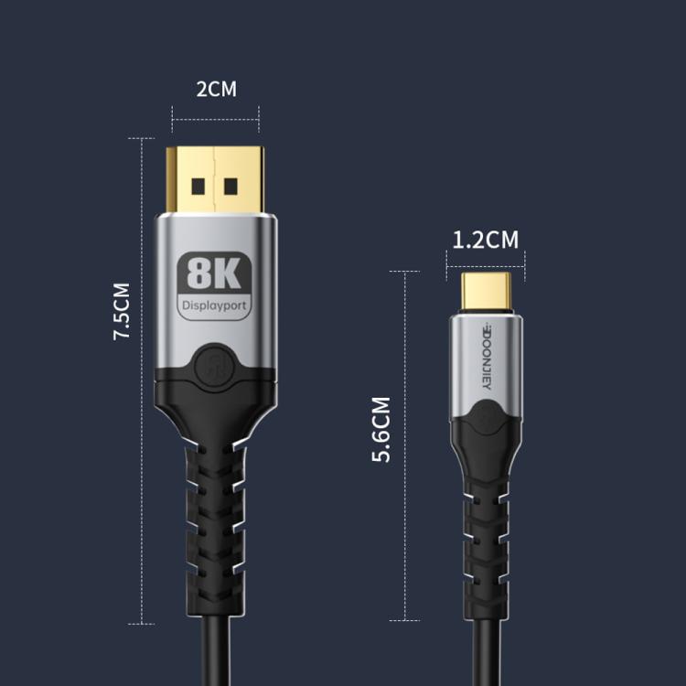 DOONJIEY Type-C to DisplayPort 2.1 UHD 8K 60Hz Audio & Video Mirroring Coiled Cable, Type-C to DP 8K