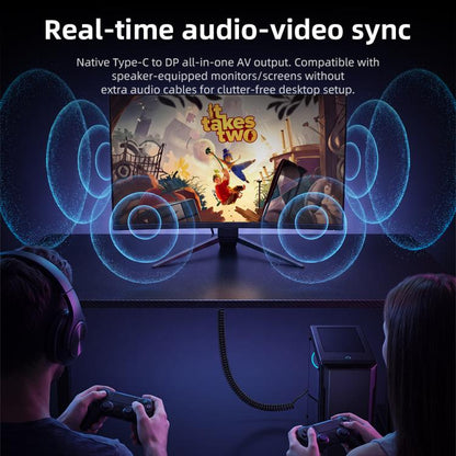 DOONJIEY Type-C to DisplayPort 2.1 UHD 8K 60Hz Audio & Video Mirroring Coiled Cable, Type-C to DP 8K