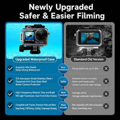 Waterproof Housing 60m Underwater Cameras Cover, For DJI Osmo Action 6, For DJI Osmo Action 5 Pro / 4 / 3