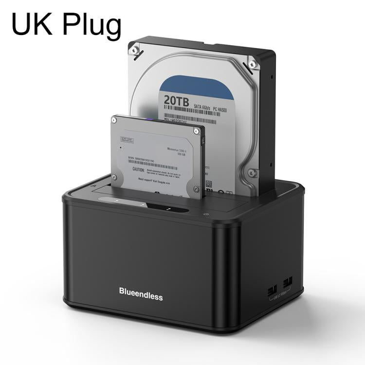 Blueendless HD07S 2.5/3.5 inch SAS/SATA Dual-bay Hard Drive Docking Station, EU Plug, UK Plug, US Plug