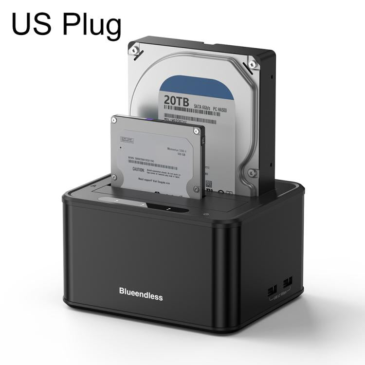 Blueendless HD07S 2.5/3.5 inch SAS/SATA Dual-bay Hard Drive Docking Station, EU Plug, UK Plug, US Plug