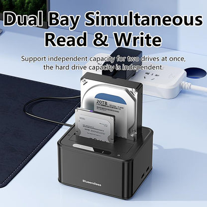 Blueendless HD07S 2.5/3.5 inch SAS/SATA Dual-bay Hard Drive Docking Station, EU Plug, UK Plug, US Plug
