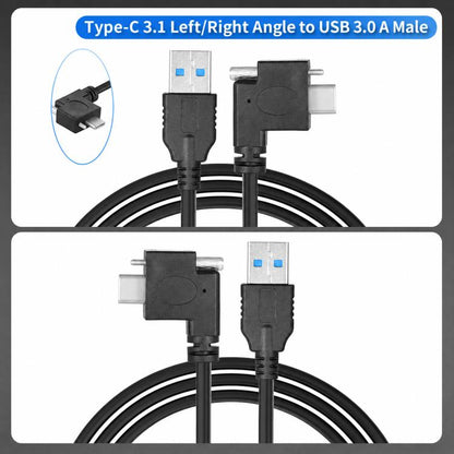 USB 3.0 Male to Right Angle USB-C / Type-C 3.1 Data Cable with Screw-lock, 0.3m, 0.5m, 1m, 2m