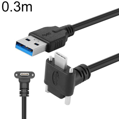 USB 3.0 Male to Down Angle USB-C / Type-C 3.1 Data Cable with Screw-lock, 0.3m, 0.5m, 1m, 2m
