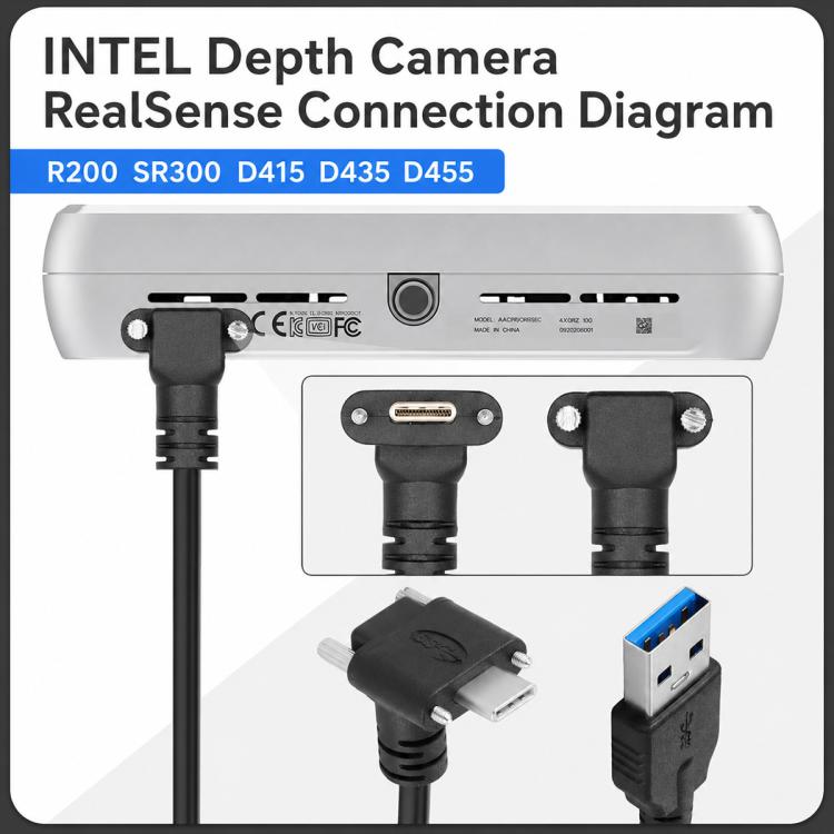 USB 3.0 Male to Down Angle USB-C / Type-C 3.1 Data Cable with Screw-lock, 0.3m, 0.5m, 1m, 2m