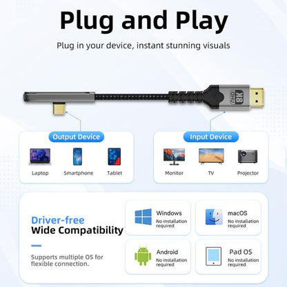 DOONJIEY DJMS06 Type-C to HDTV 8K 60Hz Ultra HD Video Cable with Phone Holder, Type-C to HDTV 8K