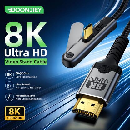 DOONJIEY DJMS06 Type-C to HDTV 8K 60Hz Ultra HD Video Cable with Phone Holder, Type-C to HDTV 8K
