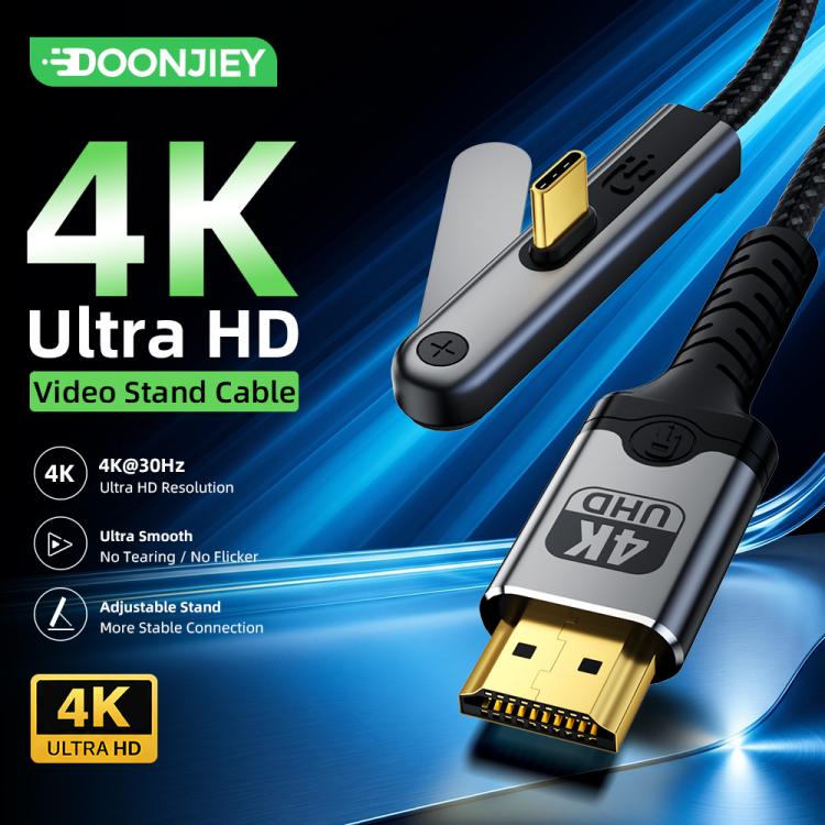 DOONJIEY DJMS09 Type-C to HDTV 4K 30Hz Ultra HD Video Cable with Phone Holder, Type-C to HDTV 4K