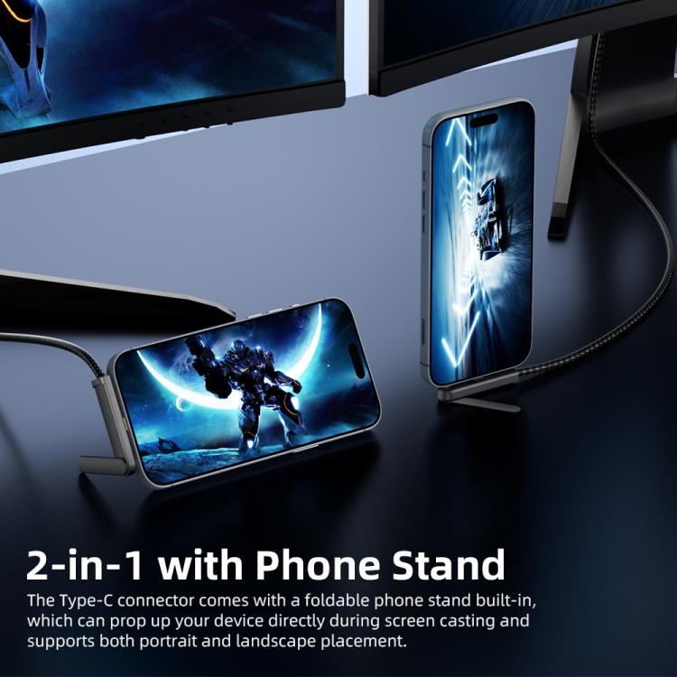 DOONJIEY DJMS09 Type-C to HDTV 4K 30Hz Ultra HD Video Cable with Phone Holder, Type-C to HDTV 4K