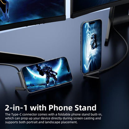 DOONJIEY DJMS09 Type-C to HDTV 4K 30Hz Ultra HD Video Cable with Phone Holder, Type-C to HDTV 4K
