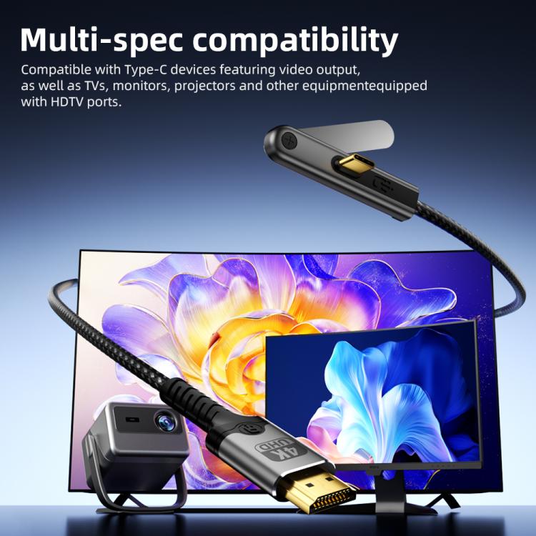 DOONJIEY DJMS09 Type-C to HDTV 4K 30Hz Ultra HD Video Cable with Phone Holder, Type-C to HDTV 4K