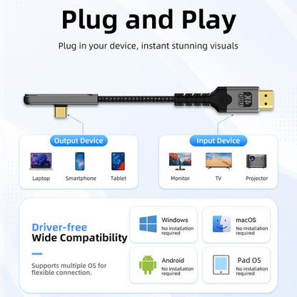 DOONJIEY DJMS09 Type-C to HDTV 4K 30Hz Ultra HD Video Cable with Phone Holder, Type-C to HDTV 4K