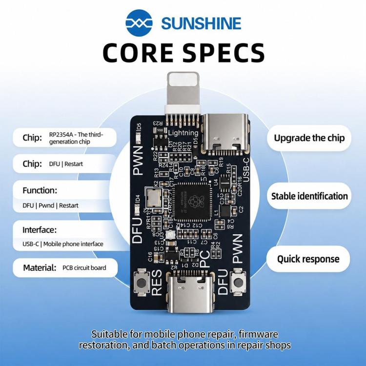 SUNSHINE RP2354A Third-Generation Chip PICO DFU Engineering Board for iPhone XR-11 Pro Max