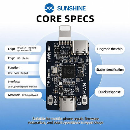 SUNSHINE RP2354A Third-Generation Chip PICO DFU Engineering Board for iPhone XR-11 Pro Max