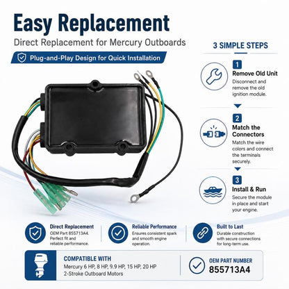 855713A4 Switch Box For Mercury 2-Stroke 6-20 HP Outboard, 855713A4
