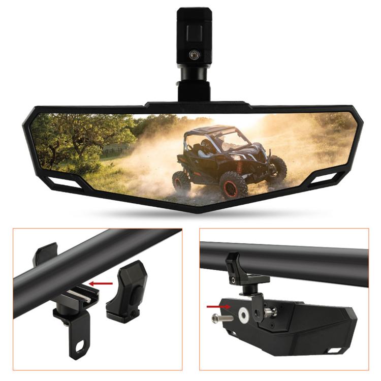 RM-002 Adjustable Center Rear View Mirror for ATV UTV, Fits 1.5-2 inch Roll Cage Clamp, RM-002