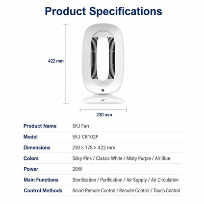 SK SKJ-CR102P Negative Ion Smart Bladeless Fan with Remote Control and Voice Control