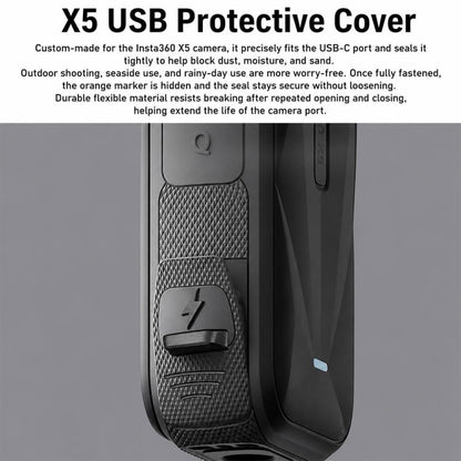 USB Charging Port Side Cover Silicone Battery Cover, For Insta360 X5