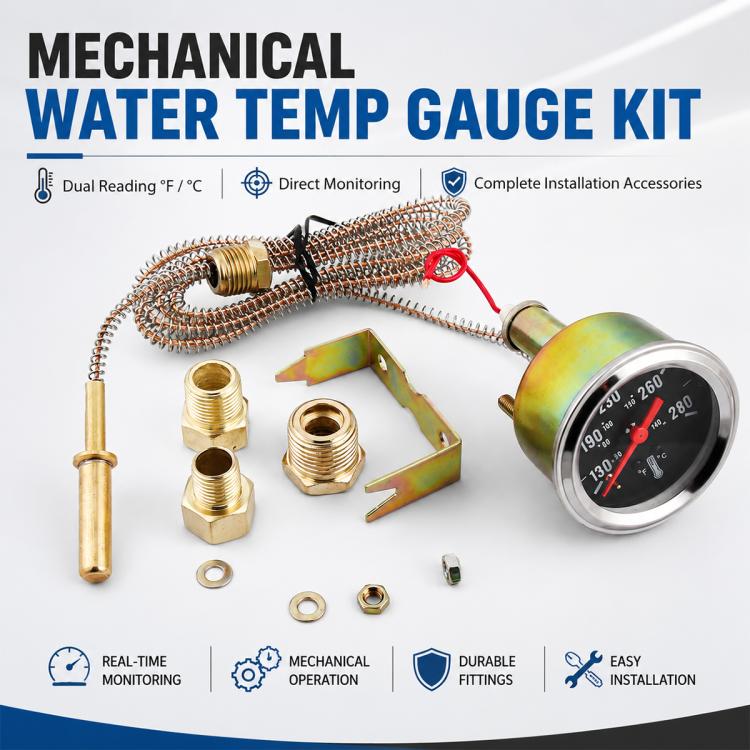 Car Modification Mechanical Dual-Display Water Temperature Gauge with 3 x Adapters, Dual-Display Water Temperature Gauge