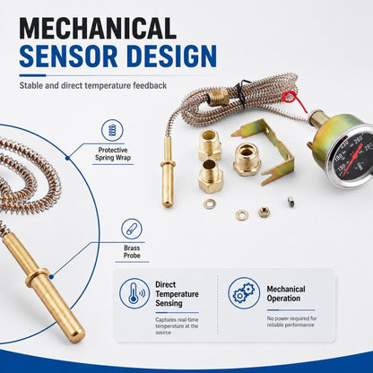 Car Modification Mechanical Dual-Display Water Temperature Gauge with 3 x Adapters, Dual-Display Water Temperature Gauge