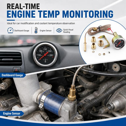Car Modification Mechanical Dual-Display Water Temperature Gauge with 3 x Adapters, Dual-Display Water Temperature Gauge