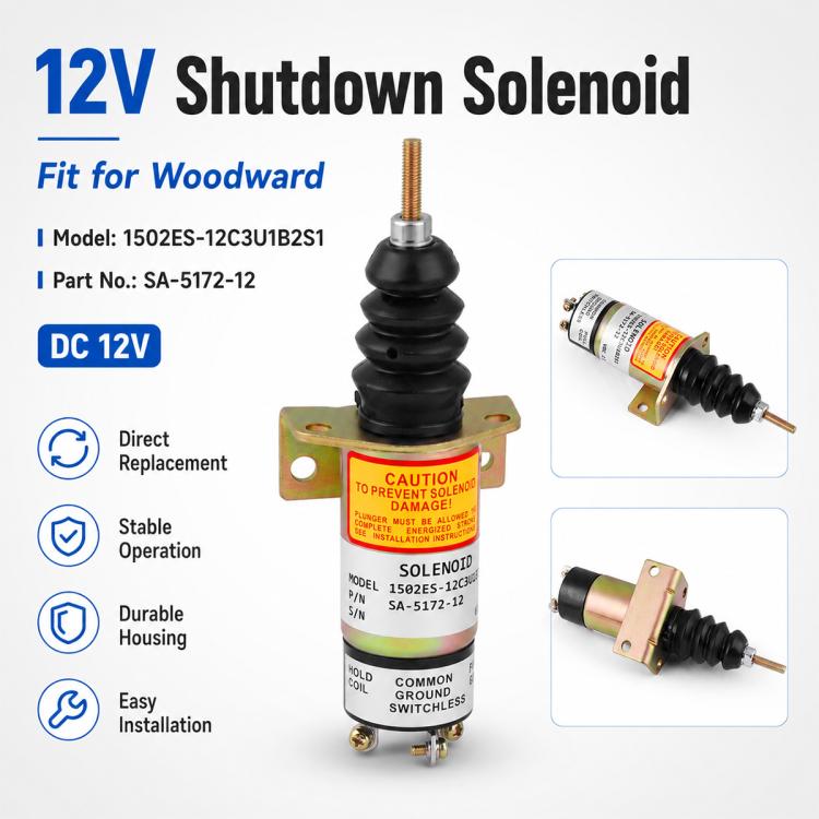 For Woodward Solenoid Valve 12V Engine Shutdown Valve 1502ES-12C3U1B2S1, SA-5172-12, For Woodward 12V