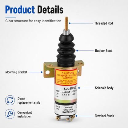 For Woodward Solenoid Valve 12V Engine Shutdown Valve 1502ES-12C3U1B2S1, SA-5172-12, For Woodward 12V