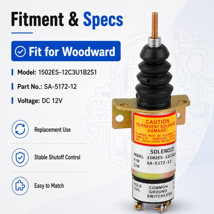For Woodward Solenoid Valve 12V Engine Shutdown Valve 1502ES-12C3U1B2S1, SA-5172-12, For Woodward 12V