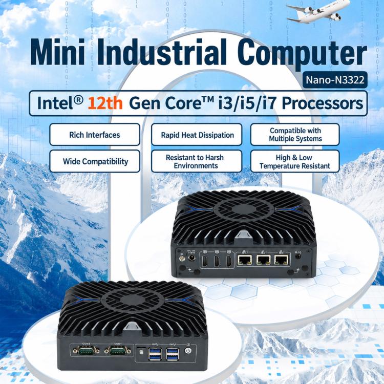 3322 Intel Core 12th i3-1215U Generation Mini Industrial PC Host without Memory Hard Drive WiFi Module, i3-1215U without Memory Hard Drive WiFi Module