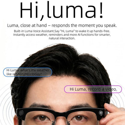 E09B Smart AI Glasses with 8MP HD Camera, BT Call, Video Recording, WiFi Transmission, Al Smart Voice Assistant, E09B