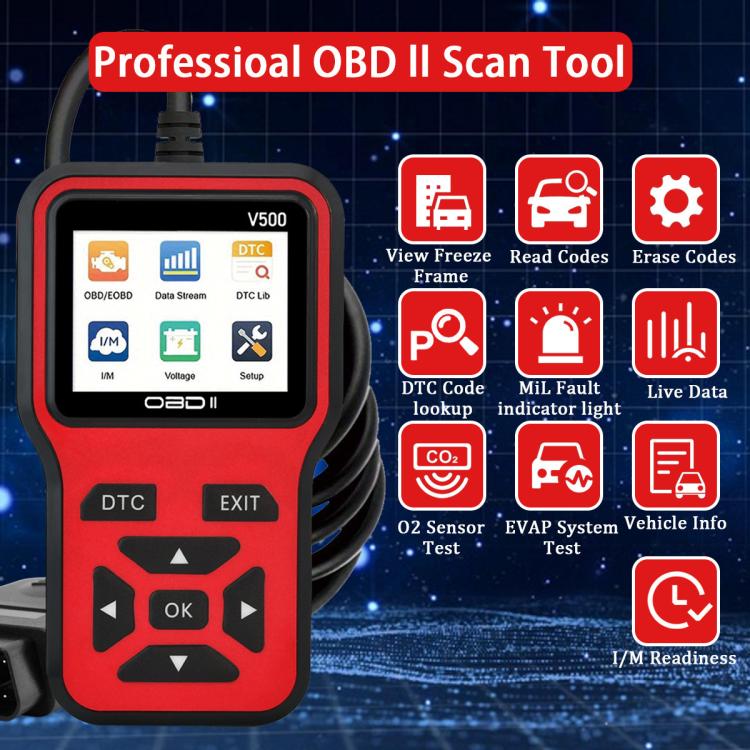 V500 Car OBDII Diagnostic Scanner, Engine Fault Code Reader