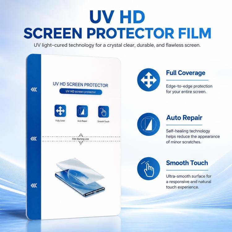 ZWX Full-Coverage Curved Silicone UV Pressure-free Film for Film Cutting Machines, 20 PCS/Pack, 40 PCS/Pack